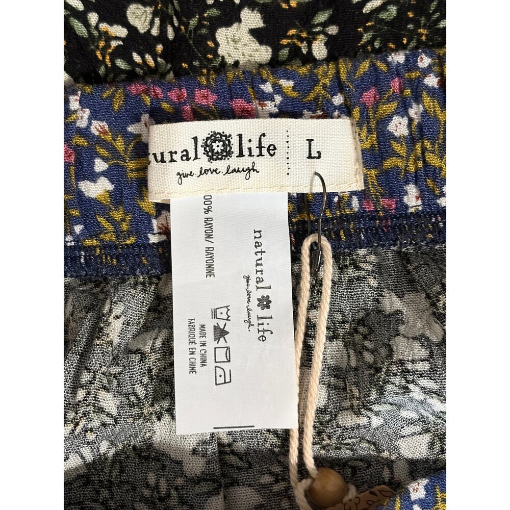 Natural Life Patchwork Floral Mini Skirt Boho Rayon Pull On Size Large NWT - Picture 7 of 9